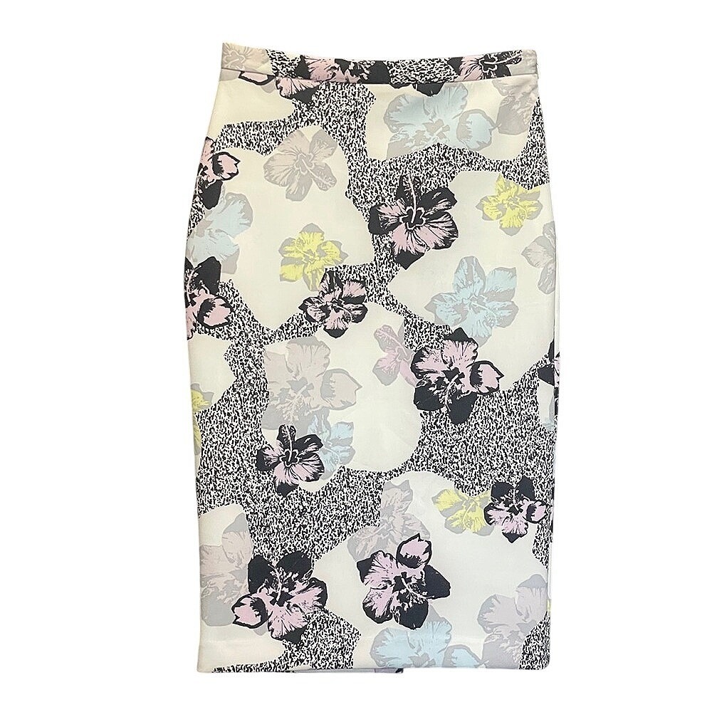 Bar III White and Yellow Midi Pencil Skirt for Cocktail